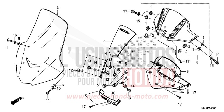 INSTRUMENTENBLENDE/WINDSCHUTZSCHEIBE von Integra 750 MAT ALPHA SILVER METALLIC (NHB73) von 2016